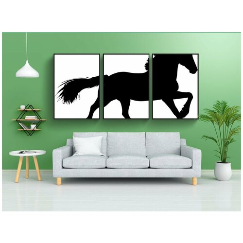 фото Набор модулных постеров для интерьера "жеребец, лошадь, животное" 60x90 см. в тубусе, без рамки lotsprints
