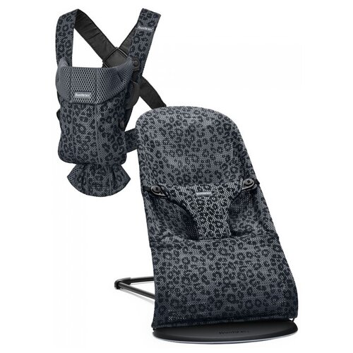 фото Шезлонг babybjorn bliss mesh с рюкзаком mini mesh, anthracite/leopard