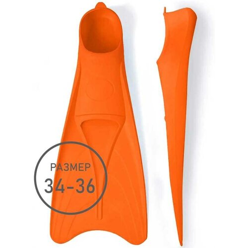 фото Длинные ласты для плавания swimroom silicone long fins, размер 34-36, цвет оранжевый