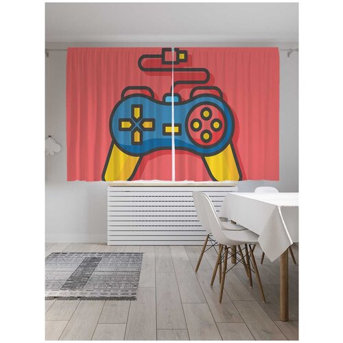 фото Классические шторы ambesonne "игровой джойстик", серия oxford delux, 2 полотна 145x180 см joyarty