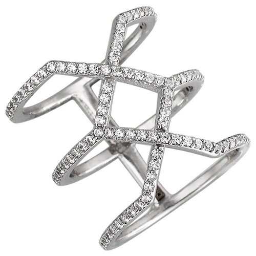 фото Широкое тройное фаланговое кольцо из серебра с цирконием эстет