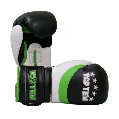 фото Top ten боксерские тренировочные перчатки черно- зеленые stripe boxing