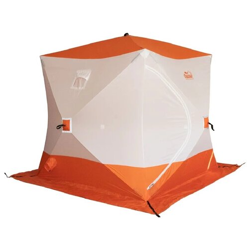 фото Палатка для зимней рыбалки следопыт куб (210х210х214 см, однослойная) (бело-оранжевый)