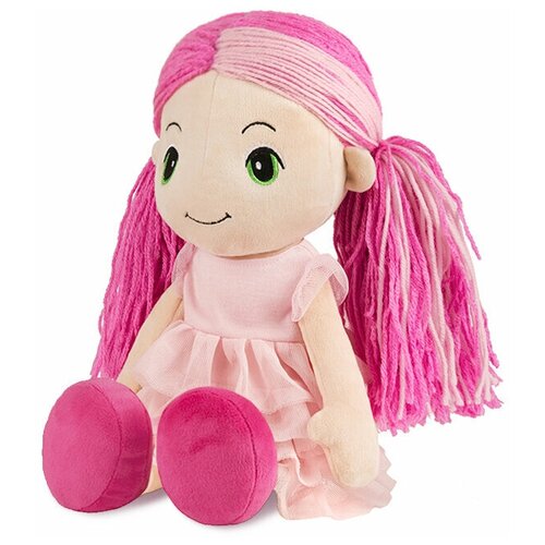 фото Игрушка мягкая из серии "maxitoys" "кукла стильняшка с розовой прядью в платье с воланами"