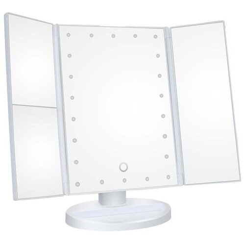 фото Косметическое раскладное зеркало с подсветкой large led mirror 22l, белое онлайн-шоп