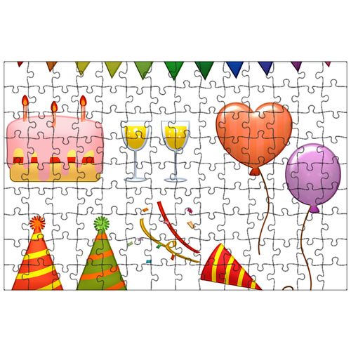 фото Магнитный пазл 27x18см."предметов день рождения, торт, надувные шарики" на холодильник lotsprints
