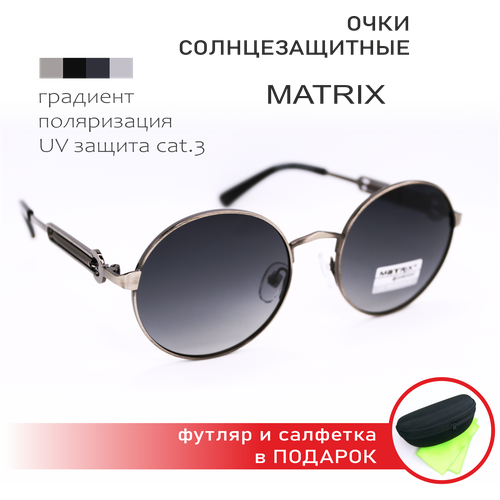 фото Очки солнцезащитные matrix (мт8620 c97-p55) круглые, тишейды, стимпанк, поляризация, uv-защита cat.3, унисекс + чехол + футляр и салфетка в подарок