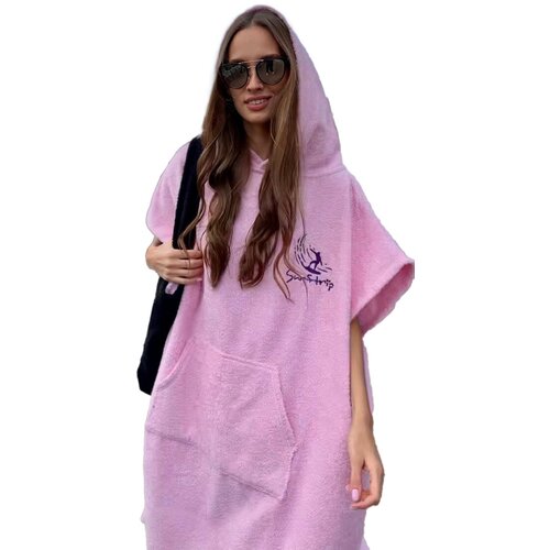 фото Пляжная туника, с карманами, размер 42/50, розовый surf trip