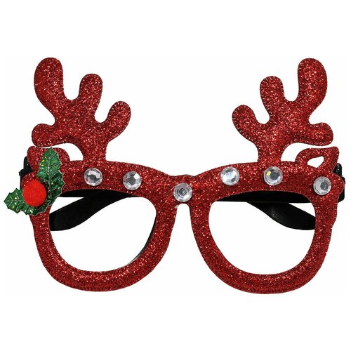 фото Карнавальные очки рожки оленя с остролистом красные гк сфера