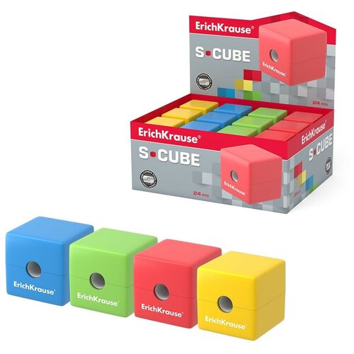 фото Точилка пластиковая "s- cube", с контейнером erichkrause