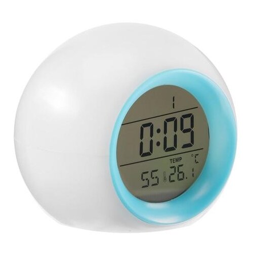 фото Часы с термометром luazon lb-11, белый/голубой