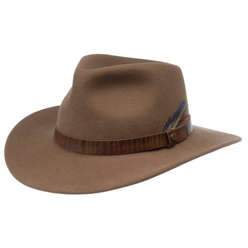 фото Шляпа ковбойская stetson, шерсть, подкладка, утепленная, размер 57, серый, коричневый