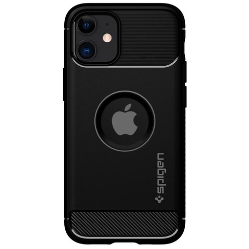 фото Противоударный чехол spigen для iphone 12 mini - rugged armor - чёрный - acs01743