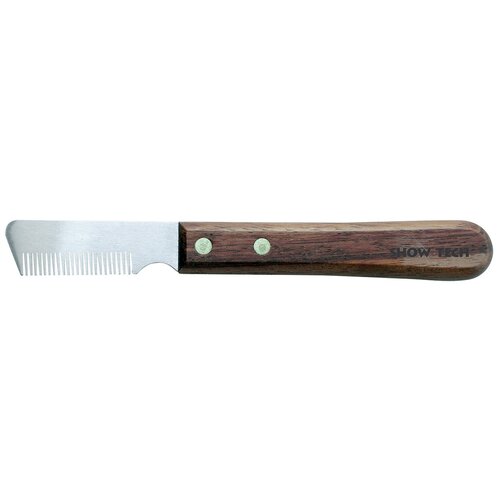 фото Тримминговочный нож 3280 с деревянной ручкой для шерсти средней жесткости show tech