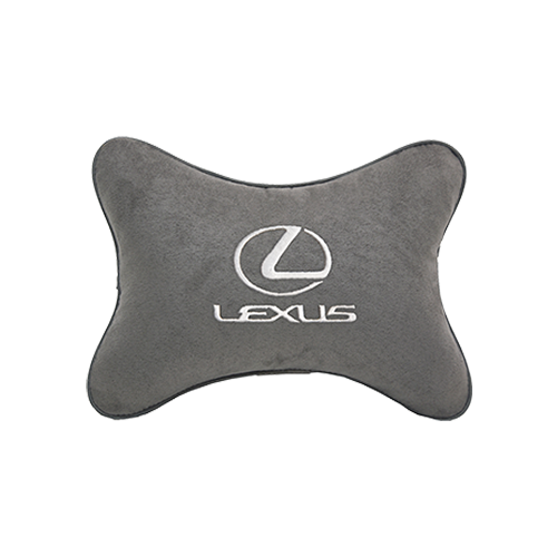 фото Подушка на подголовник алькантара l.grey с логотипом автомобиля lexus vital technologies