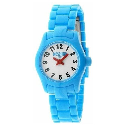 фото Наручные часы moschino, кварцевые, корпус пластик, ремешок пластик, водонепроницаемые, голубой, белый
