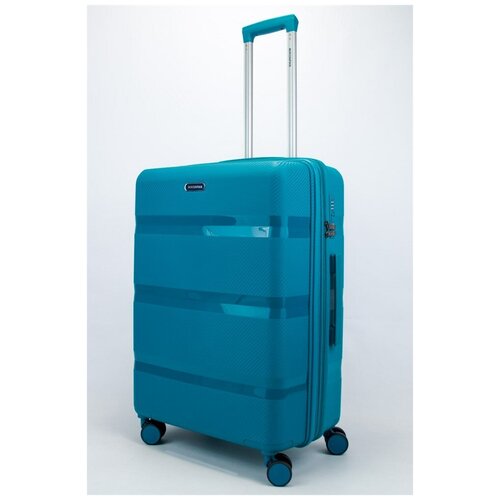 фото Mironpan чемодан средний pp (3 гориз. полосы) с расширением бирюзовый m+ средний бирюзовый sweetbags