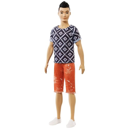 фото Кукла barbie игра с модой кен dwk44 брюнет в черно-белой футболке и красных шортах
