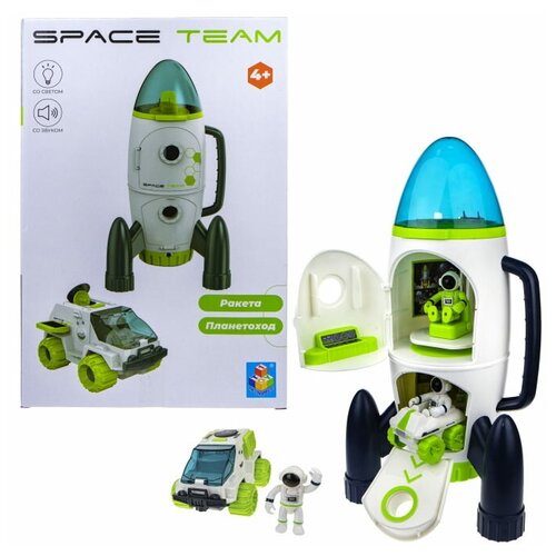 фото 1toy space team 3 в 1 космический набор (ракета, фрикц. планетоход, квадроцикл, 3 космонавта, свет и звук) т21433 1 toy