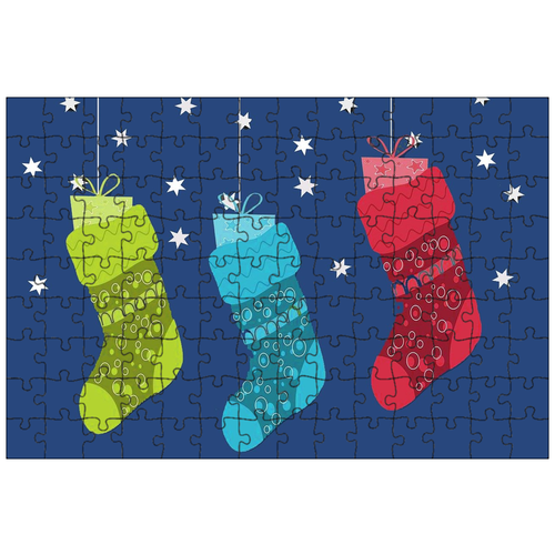 фото Магнитный пазл 27x18см."рождество, носки, подарки" на холодильник lotsprints