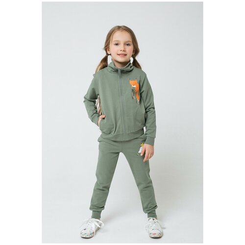 фото Комплект одежды для девочек, брюки и куртка, повседневный стиль, размер 92, зеленый нет