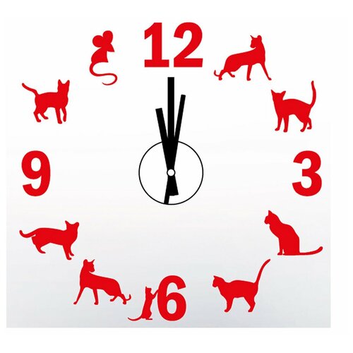 фото Без тм настенные часы-наклейка "кошки-мышки"