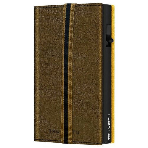 фото Кожаный кошелек tru virtu click&slide strap edge caramba с вертикальным ремешком, черно-золотой