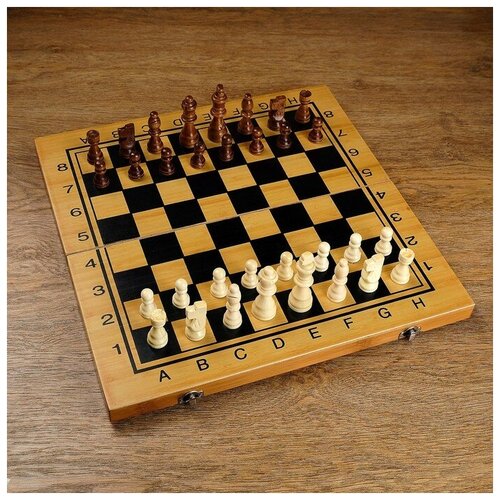 фото Настольная игра 3 в 1 "король": нарды, шахматы, шашки, доска и фигуры дерево 39х39 см mikimarket