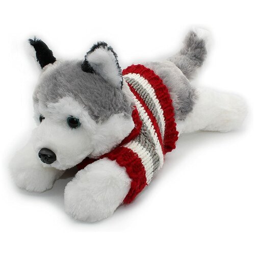 фото Мягкая игрушка собака хаски в свитере / мягкая игрушка - подушка / плюшевый хаски нет