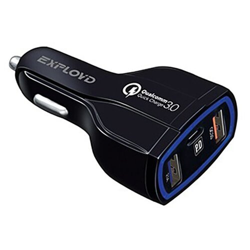 фото Зарядное устройство exployd ray 2хusb 2.1a pd 18w qc 3.0 black ex-z-1205