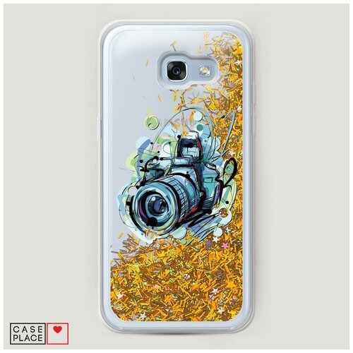 фото Чехол жидкий с блестками samsung galaxy a5 2017 фотоаппарат арт case place