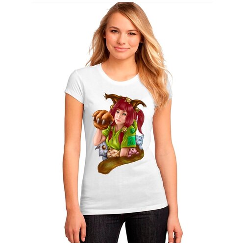 фото "женская белая футболка девушка, коты, футболка". размер m drabs