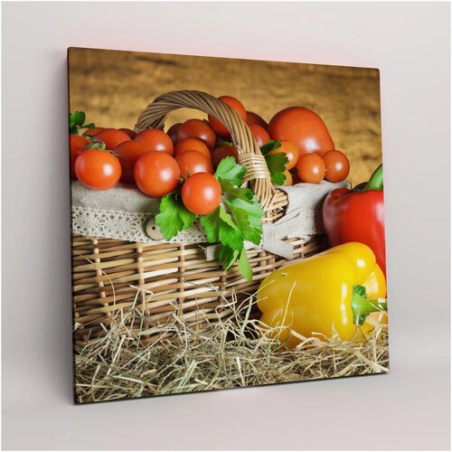 фото Корзина овощей, картина на холсте / картина на кухню / 40х40 см картины на холсте