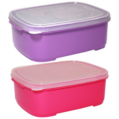 фото Набор контейнеров для свч e-1063-2/5 0,68л 2шт прямоугольный, цвет розовый, фиолетовый elianware
