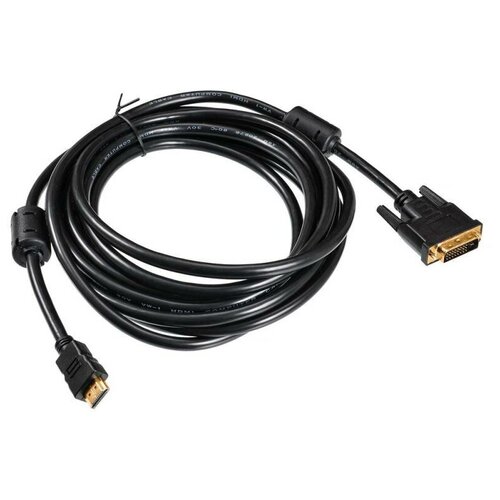 фото Кабель buro hdmi-19m- dvi- d-5m hdmi (m) dvi- d (m), 5 м, ферритовые кольца, черный