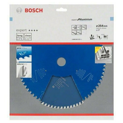 фото Пильный диск по алюминию bosch expert for aluminium 254х30х2.8 мм 80 зубьев (2608644112)