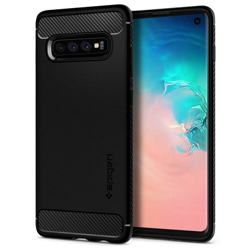 фото Прочный чехол spigen для galaxy s10 - rugged armor - черный - sgp-605cs25800