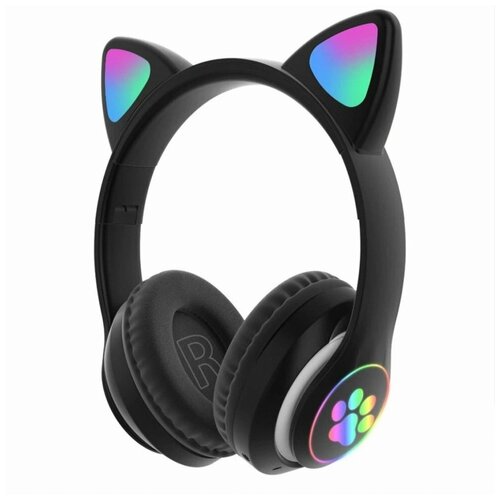 фото Беспроводные светящиеся наушники с ушками кошки wireless heads cat (черные) люблю дарить