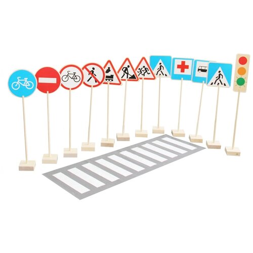 фото Набор дорожных знаков краснокамская игрушка деревянный (н-21)
