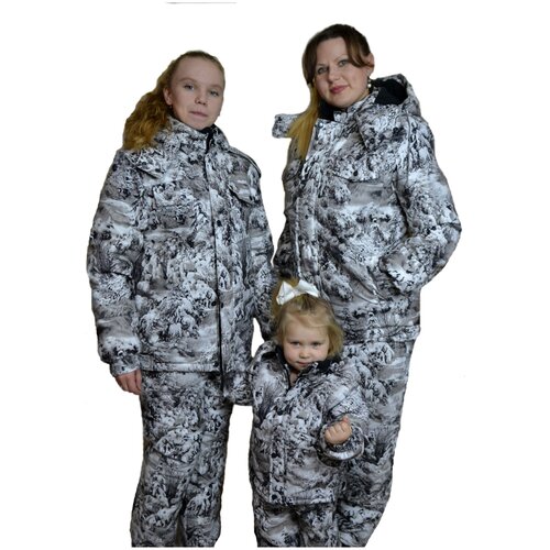 фото Тёплый зимний камуфляжный костюм для детей (размер 32-34, рост 128-134) расцветка «зимний лес виктория-текстиль