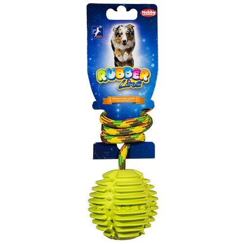 фото Игрушка для собак мяч рельефный 7,5см резина зеленый nobby