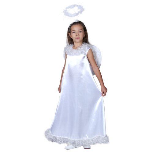 фото Карнавальный костюм "белый ангел", нимб, платье, крылья, р-р 28, рост 98-104 см qwen