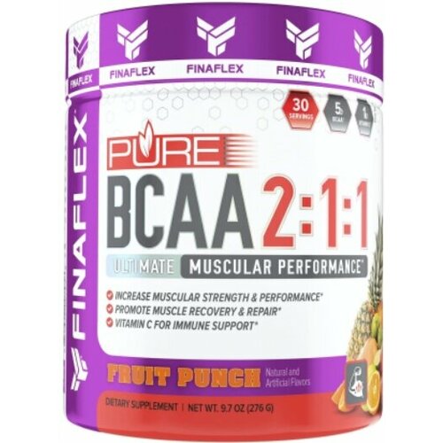 фото Аминокислоты bcaa (бцаа) finaflex pure bcaa 2:1:1 (276 г) фруктовый пунш