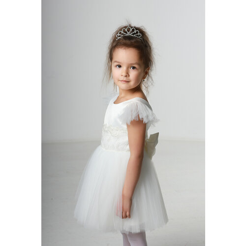 фото Платье dael kids, нарядное, однотонное, размер 122, белый