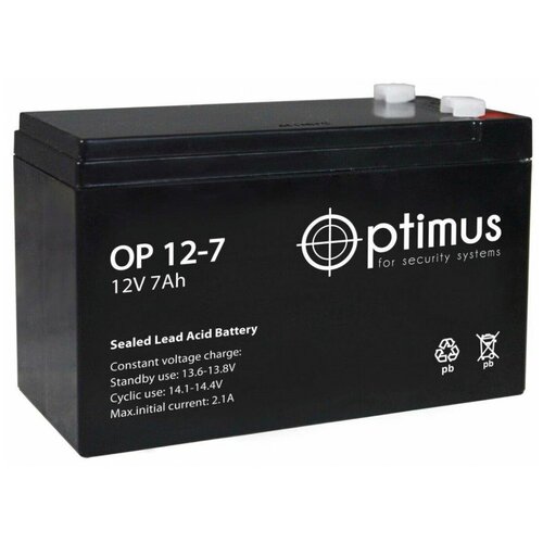 фото Аккумулятор optimus op 1207 (12v / 7ah)