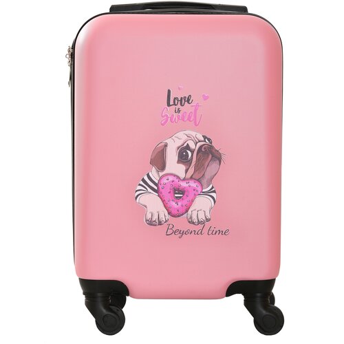 фото Beyond time v416 розовый чемодан детский бульдог