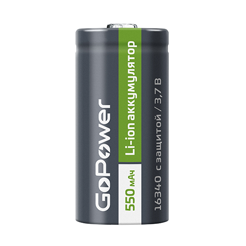 фото Аккумулятор литий-ионный li-ion gopower 16340 shrink 2 3.7v 550mah с защитой