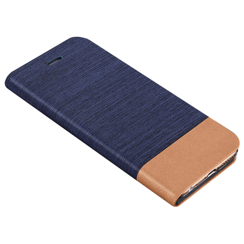 фото Чехол-книжка mypads для nokia 5.4 из водоотталкивающей ткани под джинсу с вставкой под кожу синий