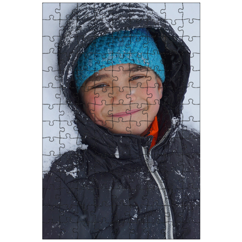 фото Магнитный пазл 27x18см."мальчик, снег, анорак" на холодильник lotsprints