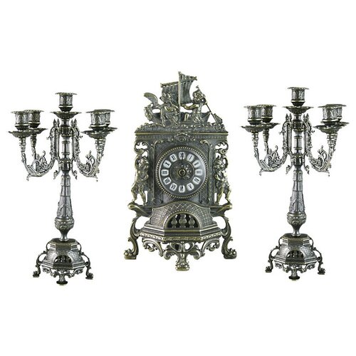 фото Часы каминные с канделябрами на 5 свечей высота: 40 см alberti livio